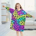 thumbnail image 5 of Dailycode Wearable Blanket Hoodie Oversized Sherpa Flannel Blankets with Pocket for 3-14 Year Old Rainbow Color Leopard, 5 of 7