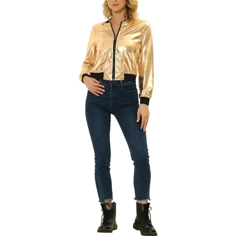 CULAX SHORT BONBERJACKET 美品 Scoop Women's Crinkle Faux Patent Leather Cropped Bomber