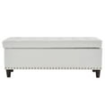 thumbnail image 2 of 43 Inches PU Storage Ottoman, Ottoman with Storage, With Storage Copper Nails Bedside Stool Footstool, for Living Room, Bedroom, Entryway, Off-White, 2 of 6