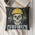 thumbnail image 3 of Emergency Skull Yellow Thin Gold Line Police Dispatcher Throw Pillow, 3 of 5