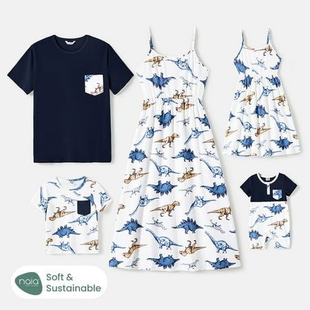 

PatPat Easter Family Matching Allover Dinosaur Print Naia™ Cami Dresses and Short-sleeve T-shirts