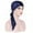 Blue, variant on Kiplyki New Soft Ruffle Head Scarf Women Chemo Hat Turban Head Bandana Head Scarf