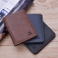 thumbnail image 2 of Cartera retro para hombre, sencilla, juvenil, con tres pliegues, cartera corta vertical para hombre, tarjetero múltiple, 2 of 3