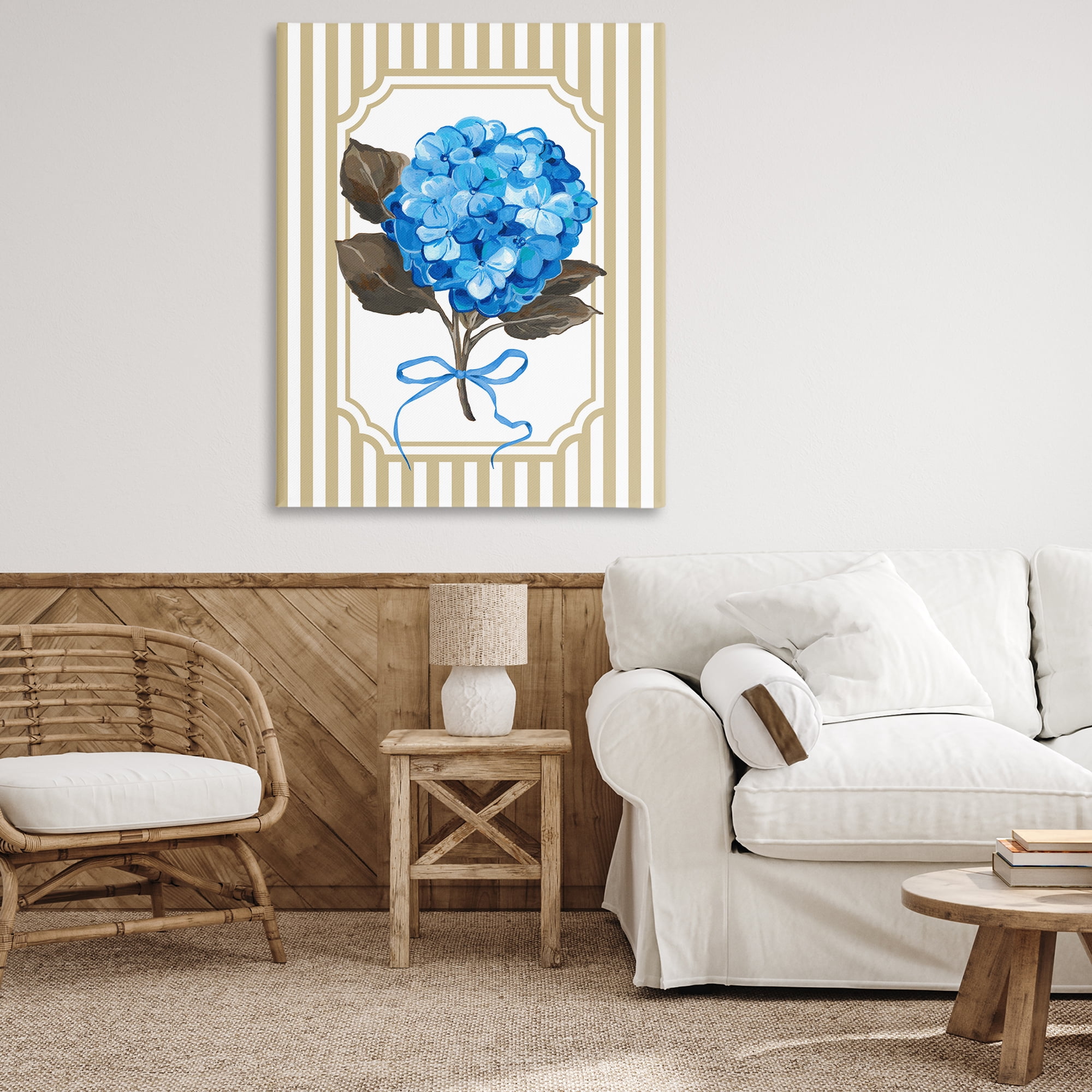 Hydrangea Bundle with Bow Canvas Wall Art, design by Adonna Ebrahimi