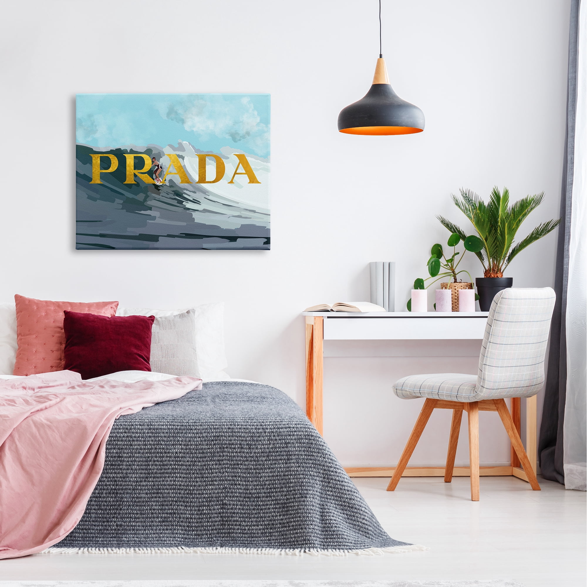 Stupell Industries Surfing with Glam Detail Nature Painting Gallery Wrapped Canvas Art Print Wall Art, 40 x 30