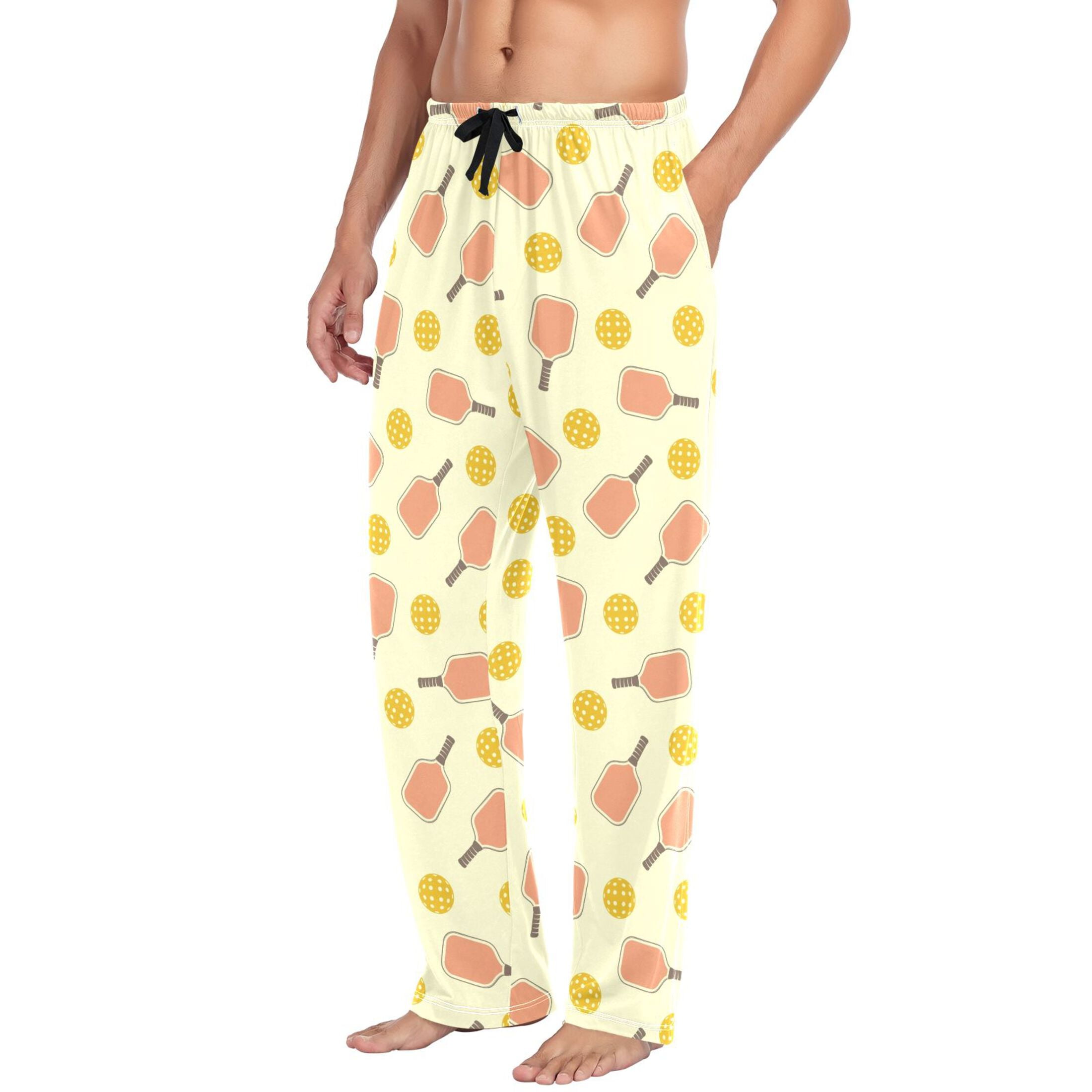 Yellow Pickleball Balls joogoo Men's Pajama Pants Cotton Long Sleepwear Lounge Pants M