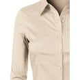 thumbnail image 5 of Made by Olivia Women's 3/4 Sleeve Stretchy Button Down Collar Office Formal Casual Blouse Shirts Top, 5 of 6