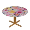 thumbnail image 3 of PIKWEEK  Watercolor Floral Cute Pattern Fitted Round Table Cover with Elastic Protector Table Kitchen Dinner Waterproof Oil-Proof Tablecloth White, 3 of 7