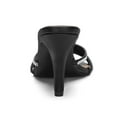 thumbnail image 3 of BLISSFUL STEP Women's Triple Strap Rhinestone Mules Open Toe Stiletto Heel Slide Sandals Black 6, 3 of 8