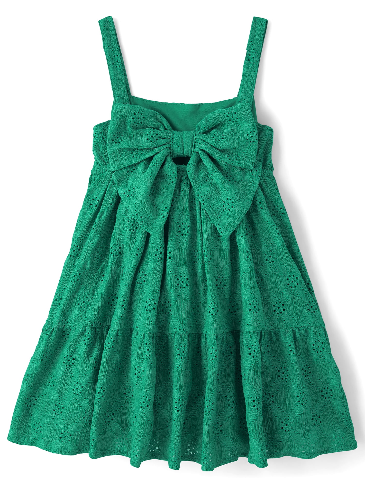 The Children's Place Girls Sleeveless Tiered Eyelet Bow Back Dress, Sizes XS-XXL