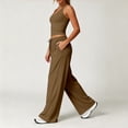 thumbnail image 4 of uvwlwu Women 2 Piece Workout Outfit Racerback Tank Top Waist Wide Leg Pants with Pockets Casual Set for Running Yoga Fitness Activities,XL, 4 of 9
