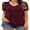 03-Wine Red, variant on JWD Waffle Knit Lace Short Sleeve Blouses V Neck T Shirts Summer Casual Tops For Women Black Large