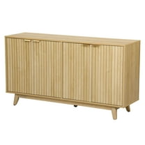 Fluted Sideboard Buffet Cabinet 55", Coffee Bar Console Table with Doors & Adjustable Shelves, Modern Storage for Living Room, Kitchen, Oak Finish