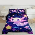 thumbnail image 2 of Manfei Cartoon Animal Axolotl Bedding Comforter Set,Dreamy Planet Stars Twin Comforter Sets,Kawaii Pink Salamander Bedding Set,For Teens,Microfiber Bedroom Decor Reversible,2 Pieces, 2 of 8