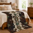 thumbnail image 6 of Vertical Diamond Chain Across Dark spotted cattle pattern Patches, Soft Flannel Blanket with Rustic Southwestern Print, Housewarming Gift and Home Decor for Bedroom and Living Room, 6 of 7