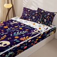 thumbnail image 3 of Manfei Cartoon Skull Zipper Twin Comforter Sets with Fitted Sheet and 2 Pillowcases,Flying Bat Print Halloween Zipper Bedding Set,Halloween Reversible,4-Piece, 3 of 7