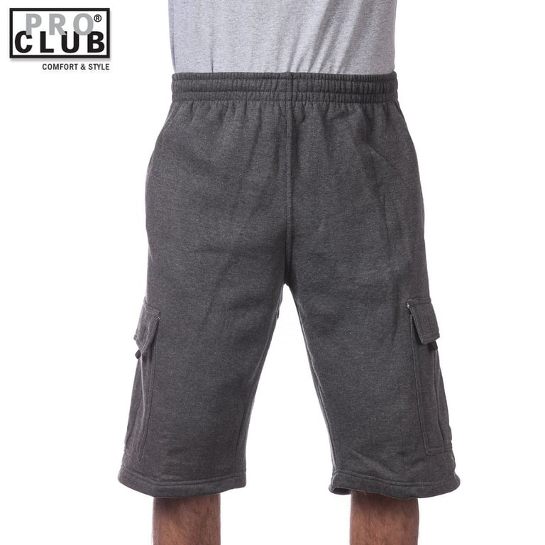 Pro Club Men's Fleece Cargo Shorts Pants Charcoal(Dark Gray) 4X