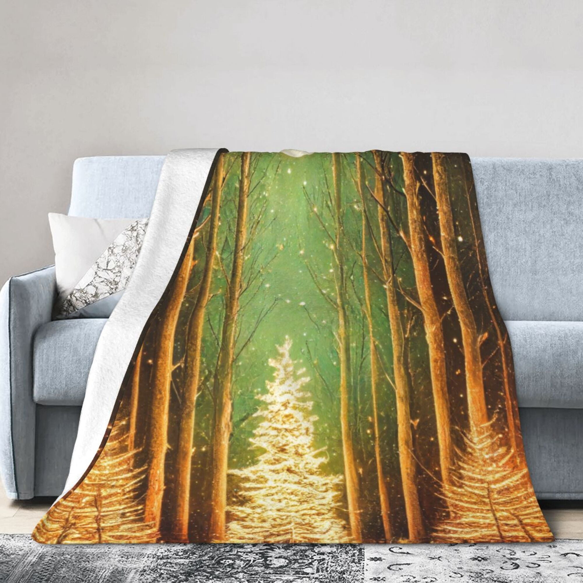 DouZhe Ultra Soft Micro Fleece Lightweight Flannel Bed Blanket Heaven Christmas Light Moon Print Cozy Warm Throw Blankets 80 x60