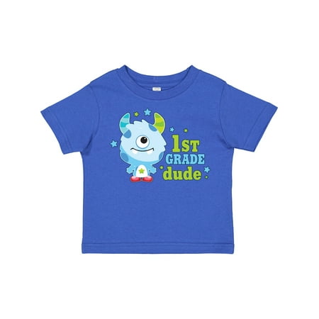 

Inktastic 1st Grade Dude with Cute Blue Monster Gift Toddler Boy Girl T-Shirt