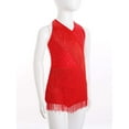 thumbnail image 5 of Doomiva Kids Girls Latin Dance Fringe Dress Rhinestones Tassel Skirted Leotard Sleeveless Tango Ballroom Outfit Red 6, 5 of 7