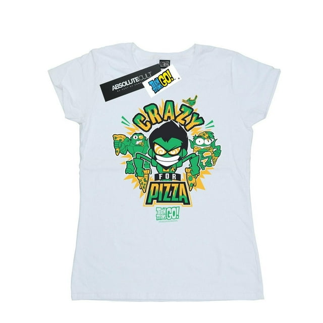 DC Comics T-Shirt en Coton pour Femmes Adolescentes Titans Go Crazy For Pizza
