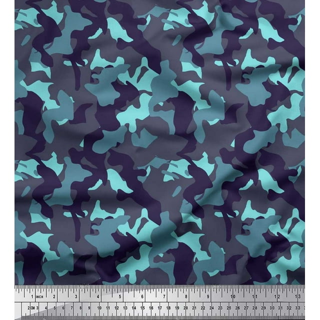 Soimoi Poly Georgette Fabric Two Tone Camouflage Decor Fabric Printed Yard 52 Inch Wide