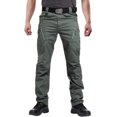 thumbnail image 1 of Susclude Pantalon Tactique pour Homme Extensible, 9 Poches Anti-Déchirure Léger Cargo de Travail Militaire Pantalon de Plein Air de Randonnée Gris Vert 28Wx30L, 1 of 4