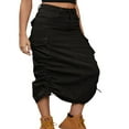 thumbnail image 4 of Long Jean Skirts with High Waist and Drawstring for Women  Denim Cargo Skirts, 4 of 6