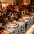 thumbnail image 3 of Grey Christmas Cotton Linen Table Runner for Dining Kitchen, Snowman Snowflake Xmas Tree Birds Branch Wedding Outdoor Party Tablerunners Decoration, Dresser Scarf Coffee Tablecloth Runners 14"x72", 3 of 9