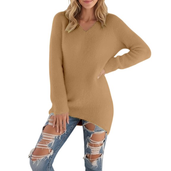 Women Sweaters Light Weight Sweater for Women Winter Warmth Solid Long Sleeve Pullover Sweater For