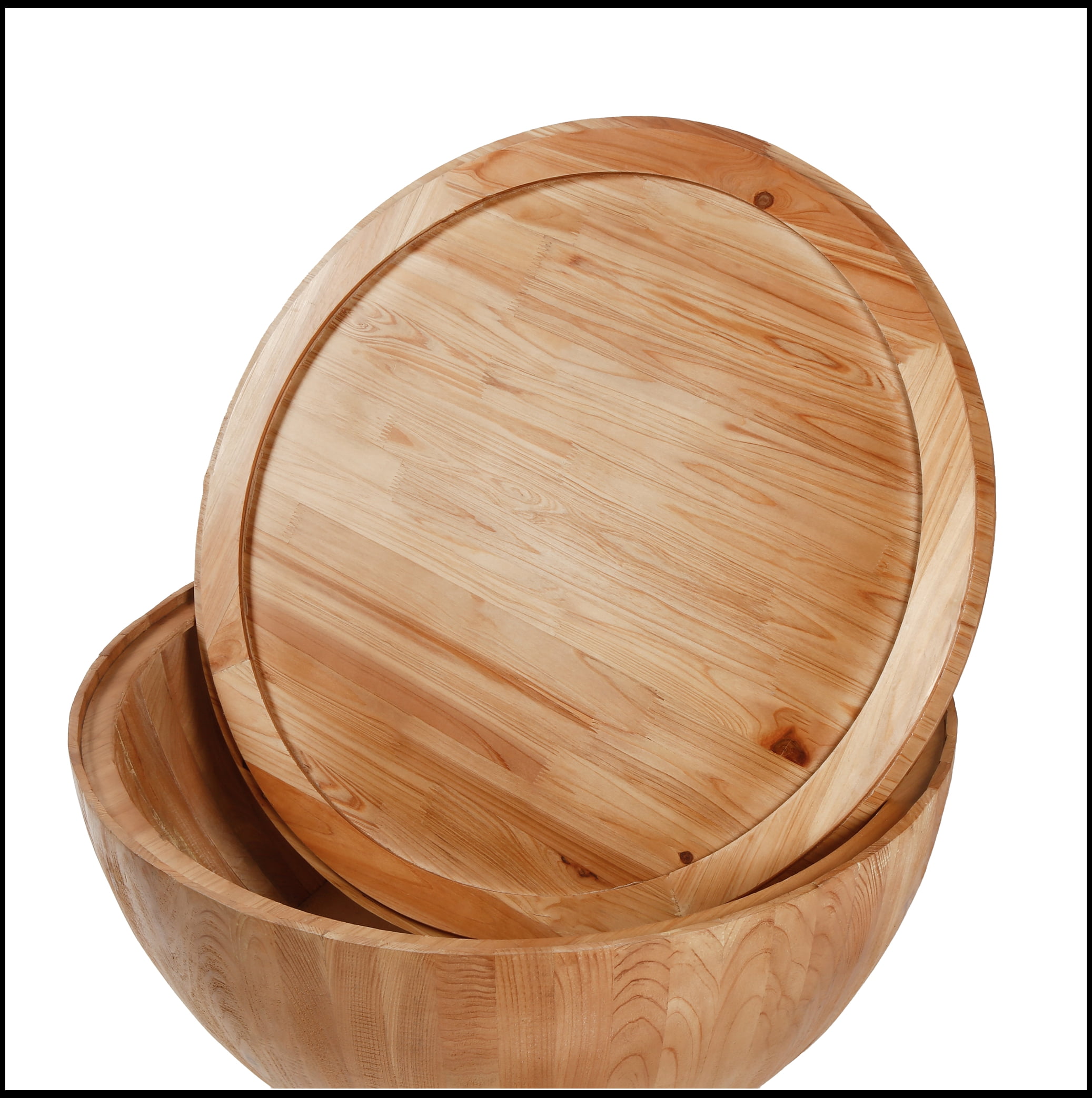 35.43"Vintage Style Bucket Shaped Coffee Table for Office, Dining Room and Living Room,Natural