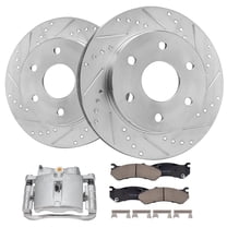 Detroit Axle - Front Brake Kit for Chevy GMC Silverado Sierra Savana Express 1500 Astro, 12'' inch Drilled & Slotted Disc Brake Rotors Ceramic Brake Pads Left Brake Caliper Replacement