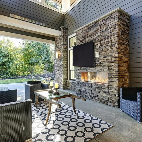 FESTFENDS Weatherproof Outdoor Television Cover 1Pcs Black Square TV Set Cover 50-52Inch