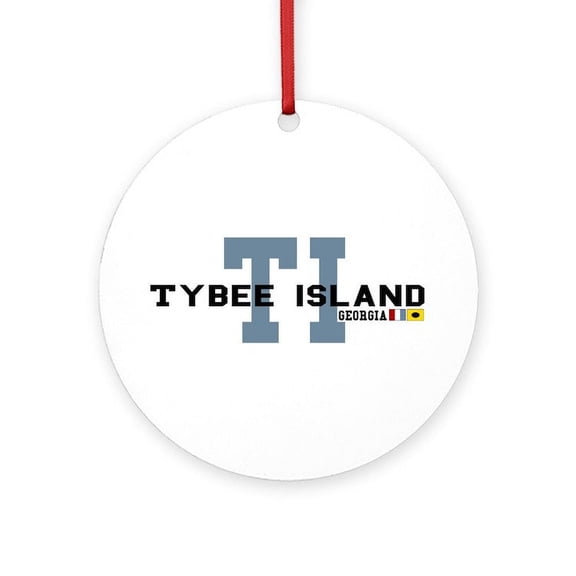 CafePress - Tybee Island GA - Round Wood Ornament 4"
