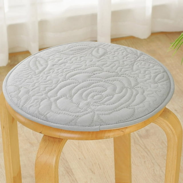 Nvzi Round Bar Stool Cushions,Non-Slip Seat Pad with Ties,Cotton Linen Stool Cover Breathable Chair Pad Cushion for Office Student Dining Chairs Grey A 45x45cm(18x18inch)