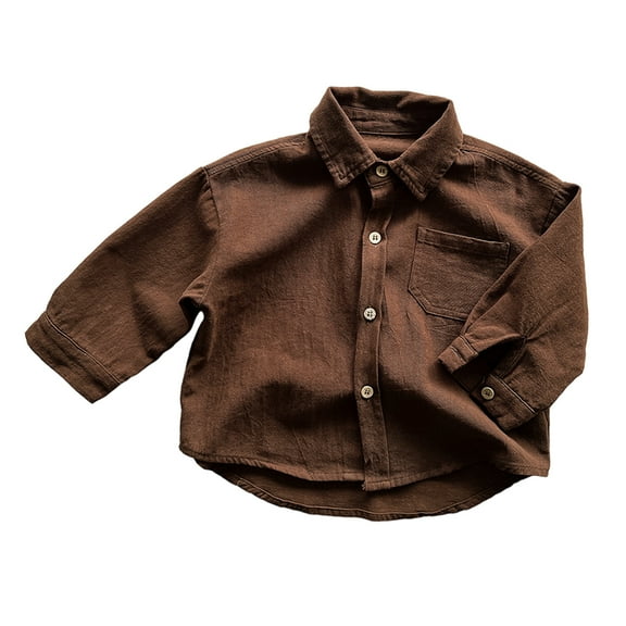 Godderr Newborn Boys Shirt for Toddler Shirt Jacket for 9M-5Y Long-Sleeved Cotton Pockets Button Clothes Lapel Cardigan Jacket Autumn Winter Boys Shirt