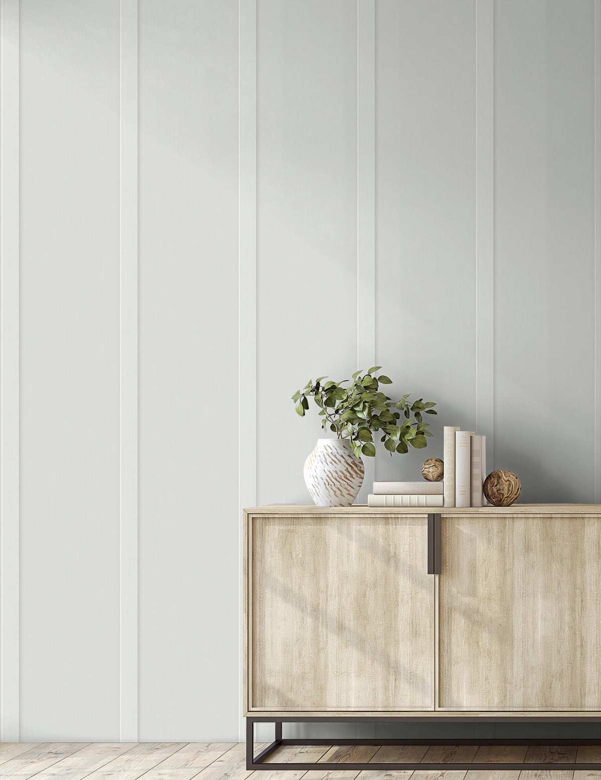 NextWall Arctic Grey Faux Board & Batten Peel and Stick Wallpaper