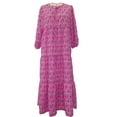 thumbnail image 4 of RKSTN Robes pour Femme Robe à Imprimé Floral à Manches Bouffantes Grande Taille Robe à Manches Courtes à Col en V Fluide Robe Maxi de Soirée, 4 of 7