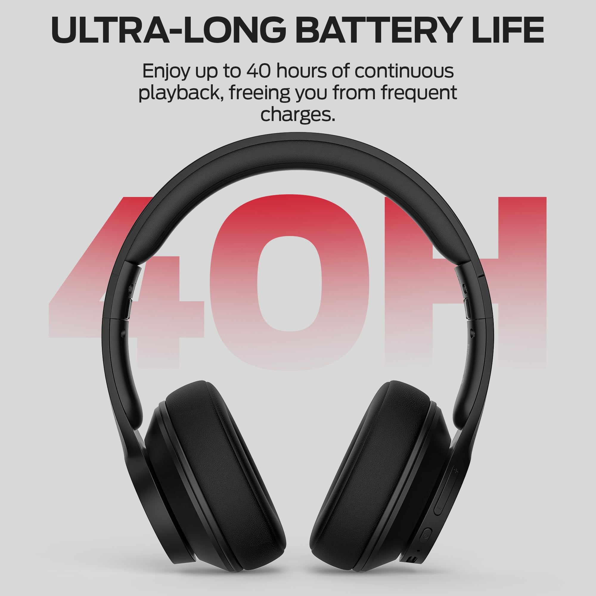 Monster Bluetooth Headphones, On Ear Headsets with Built-in Microphone, Crystal Clear Call, 40H Playtime, Bluetooth 5.4, Comfortable Fit Wireless Headset for Travel Work (Black)