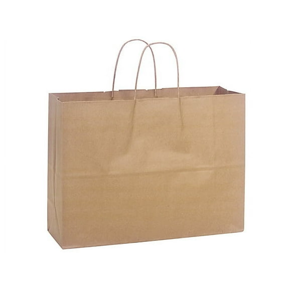 Pack Of 250, Vogue 16 X 6 X 12" 100% Recycled Brown Kraft Paper Bags Solid Made In USA