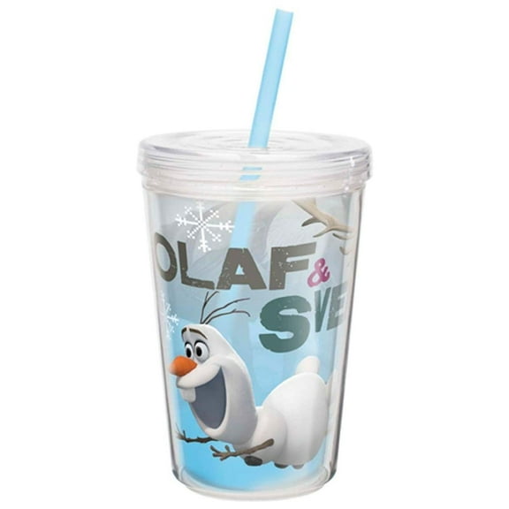 Disney Frozen 13 Oz Olaf & Sven Double-Wall Tumbler with Straw