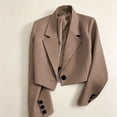 thumbnail image 6 of Crgrtght Women Button Collared Long Sleeve Slim Blazer Jacket Casual Loose Suit Jacket Fashion Work Business Office, Khaki M, 6 of 6