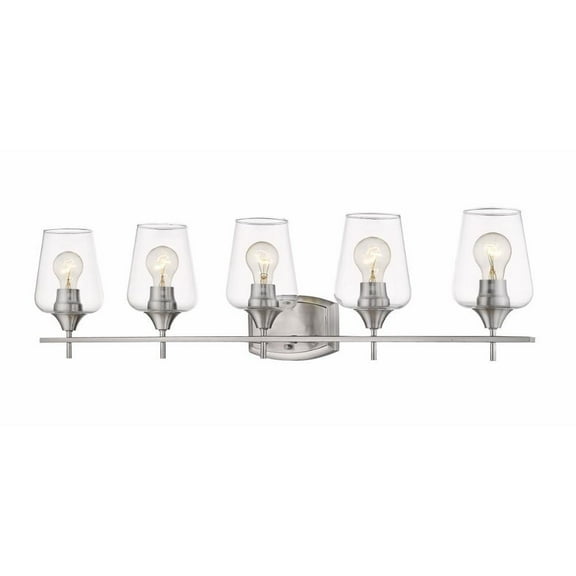 5 Light Vanity Light Fixture in Shabby Chic Style 38 inches Wide By 9.5 inches High-Brushed Nickel Finish Bailey Street Home 372-Bel-4314796