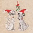 thumbnail image 2 of Linum Home Christmas Cat and Dog Embroidered Beige Turkish Cotton Hand Towel, 2 of 2