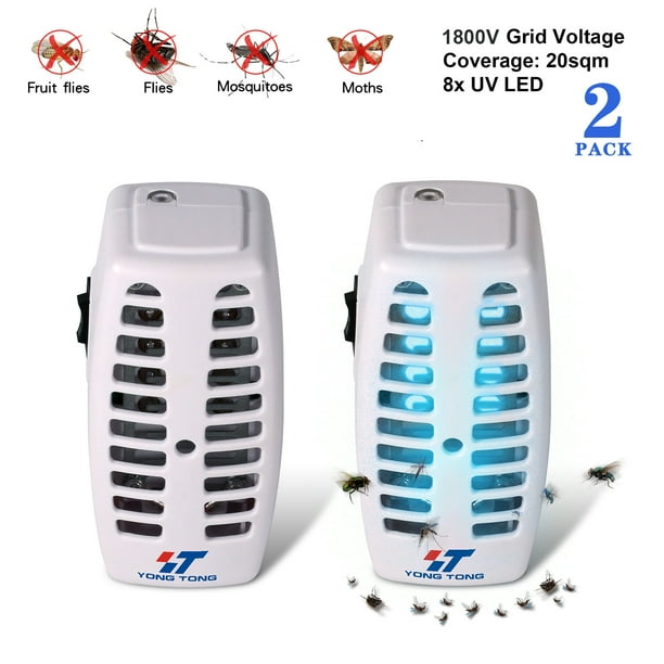 2pcs YT 1800V Wall Plugin Insect Zapper Indoor Electric High Voltage 365nm Spectrum UV LED