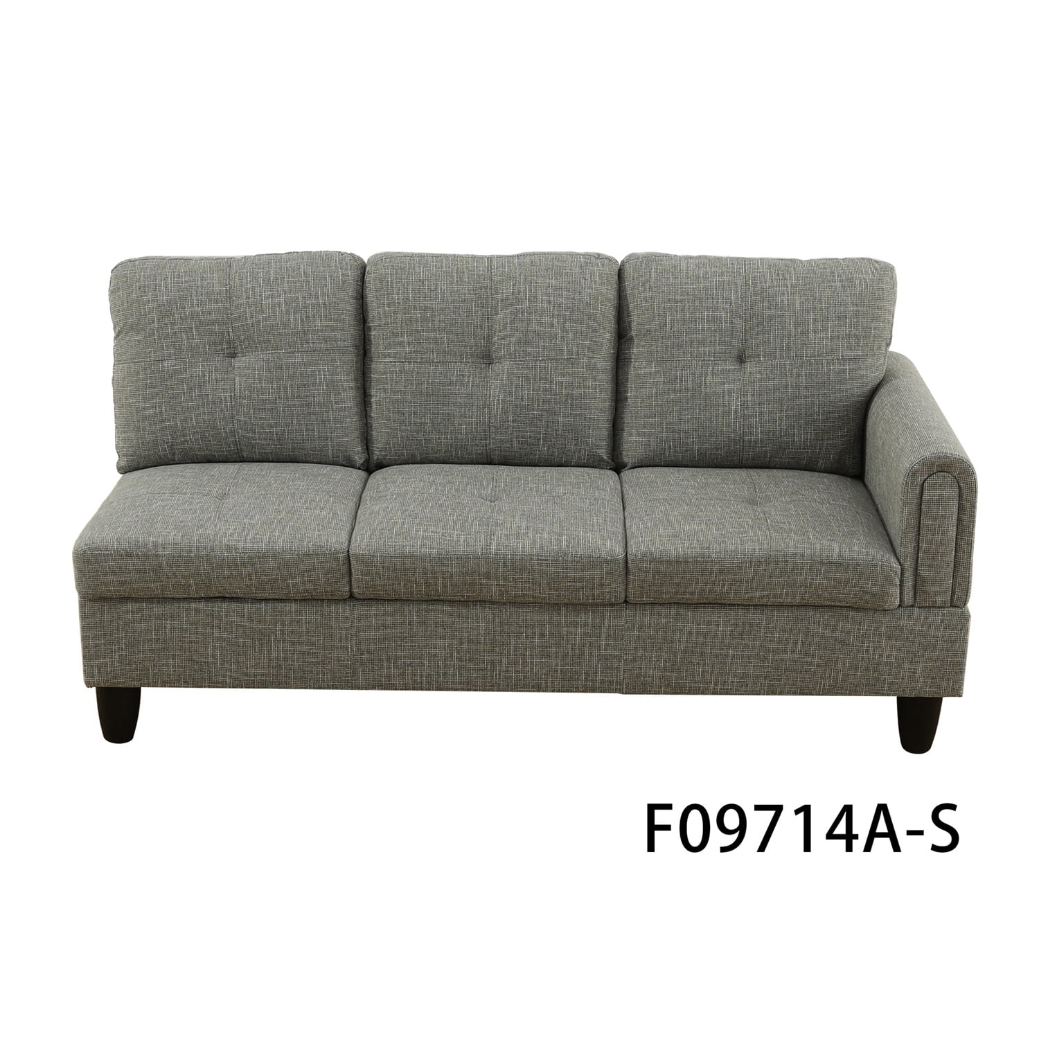 Hommoo L Shaped Couch Set Sectional Sofa Set, Flannel Living Room Furniture Sets, 4-Seat Couches and Sofa Set for Home, Apartment, Dorm, Grey(No Ottoman)