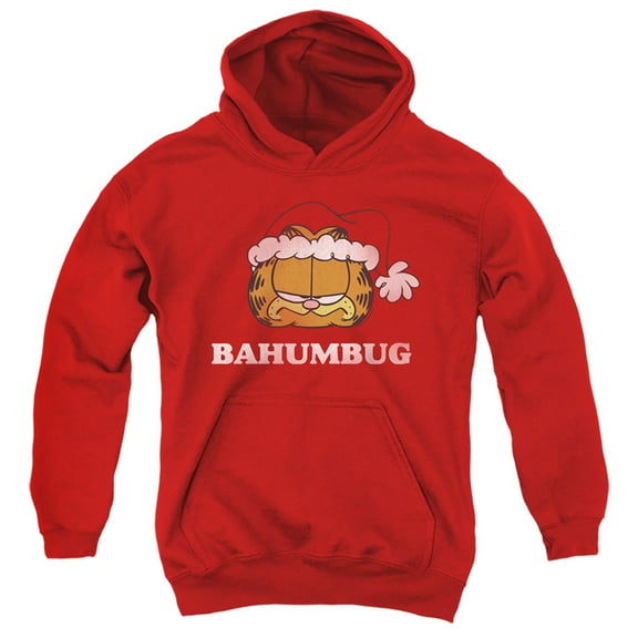 Garfield Bahumbug Youth Pullover Hoodie Sweatshirt Red
