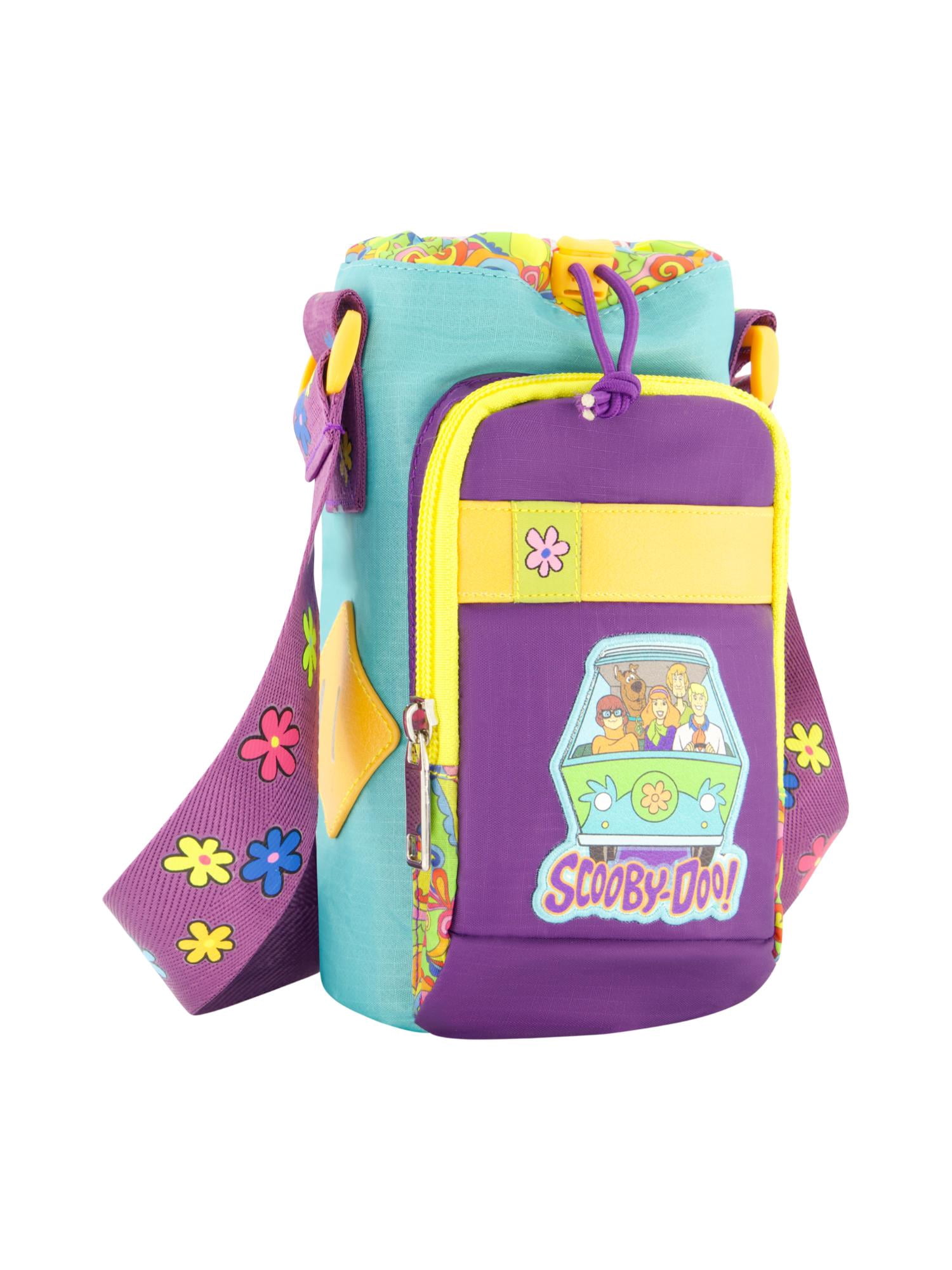 Scooby Doo Water Bottle Holder, Crossbody Sling Carrier Bag with Adjustable Shoulder Strap, 25 oz, Multi