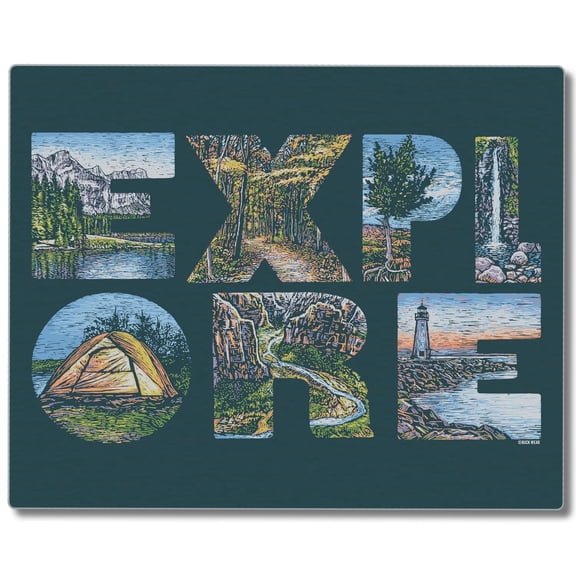 CounterArt "Explore" 3mm Tempered Glass Cutting Board 15" x 12"