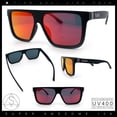 thumbnail image 2 of Kush Mens Color Mirror Flat Top Urban Fashion Horn Rim Sunglasses [Black - Fuchsia Mirror], 2 of 8